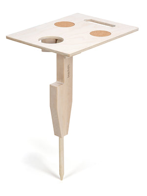 Open image in slideshow, Goulburn portable beach table in beach blonde color unfolded standing up
